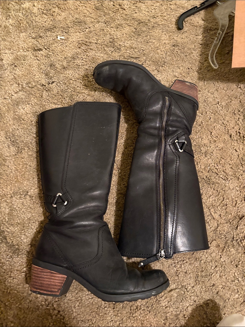 Classic Black Leather Mid-Calf Women's Boots TEVA
